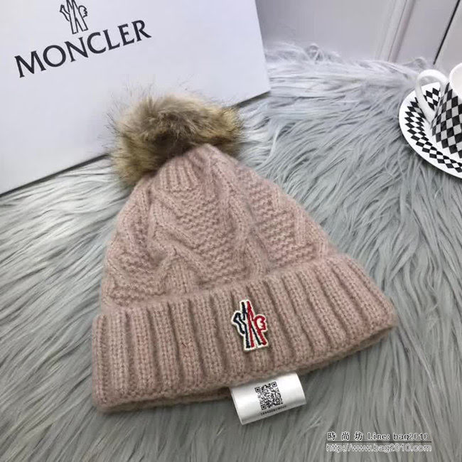 MONCIER蒙口 專櫃新品 原版高端羊毛+兔絨配狐狸毛球針織帽 LLWJ8581